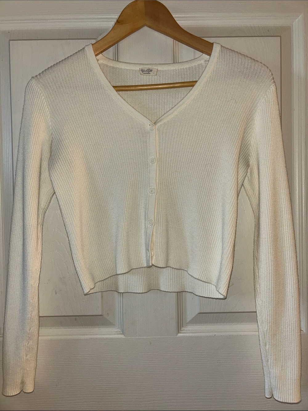 Brandy Melville John Galt Ivory Shannon Crop Rib Sweater Feminine Cottagecore‎